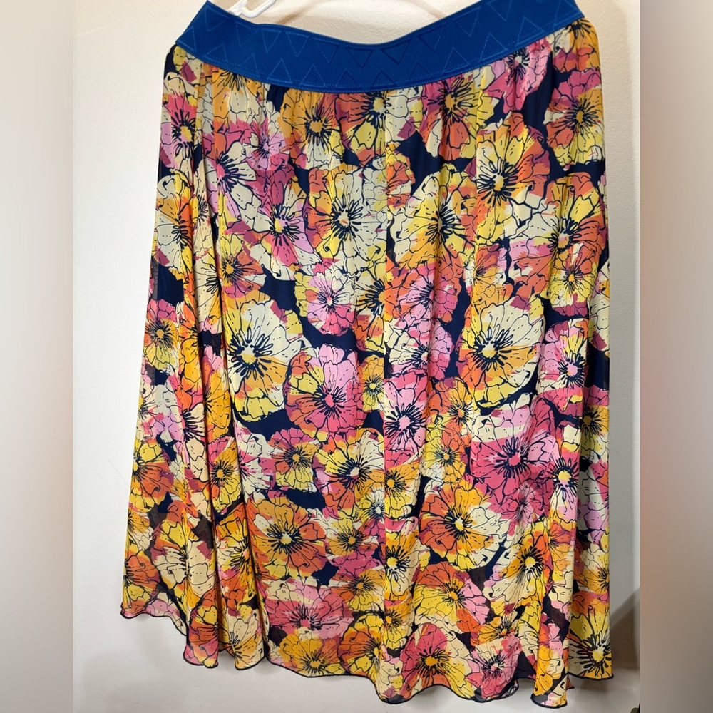 LuLaRoe A-Line Skirt with Pink and Yellow Floral Design